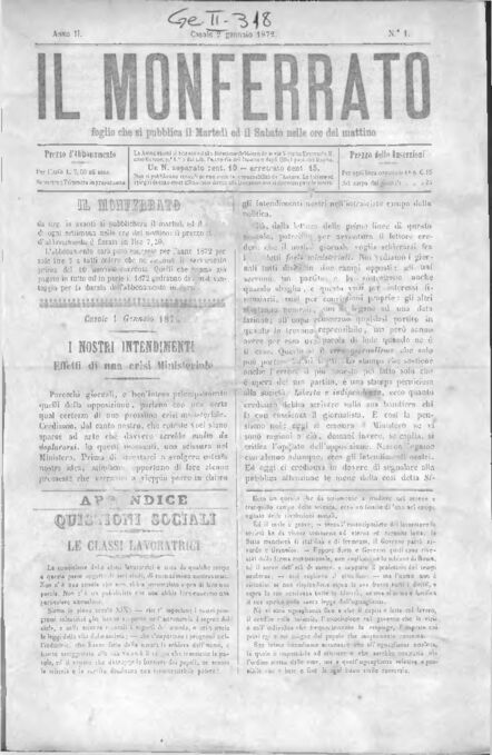 Il Monferrato - Edizione 1 del 02/01/1872